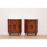 A pair of George III satinwood and crossbanded pier cabinets,
