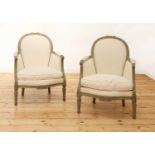 A pair of French Louis XVI-style painted fauteuils,