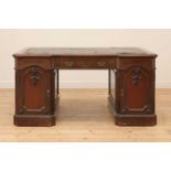 A George III-style walnut partners' desk,