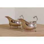 A pair of silver sauce boats,