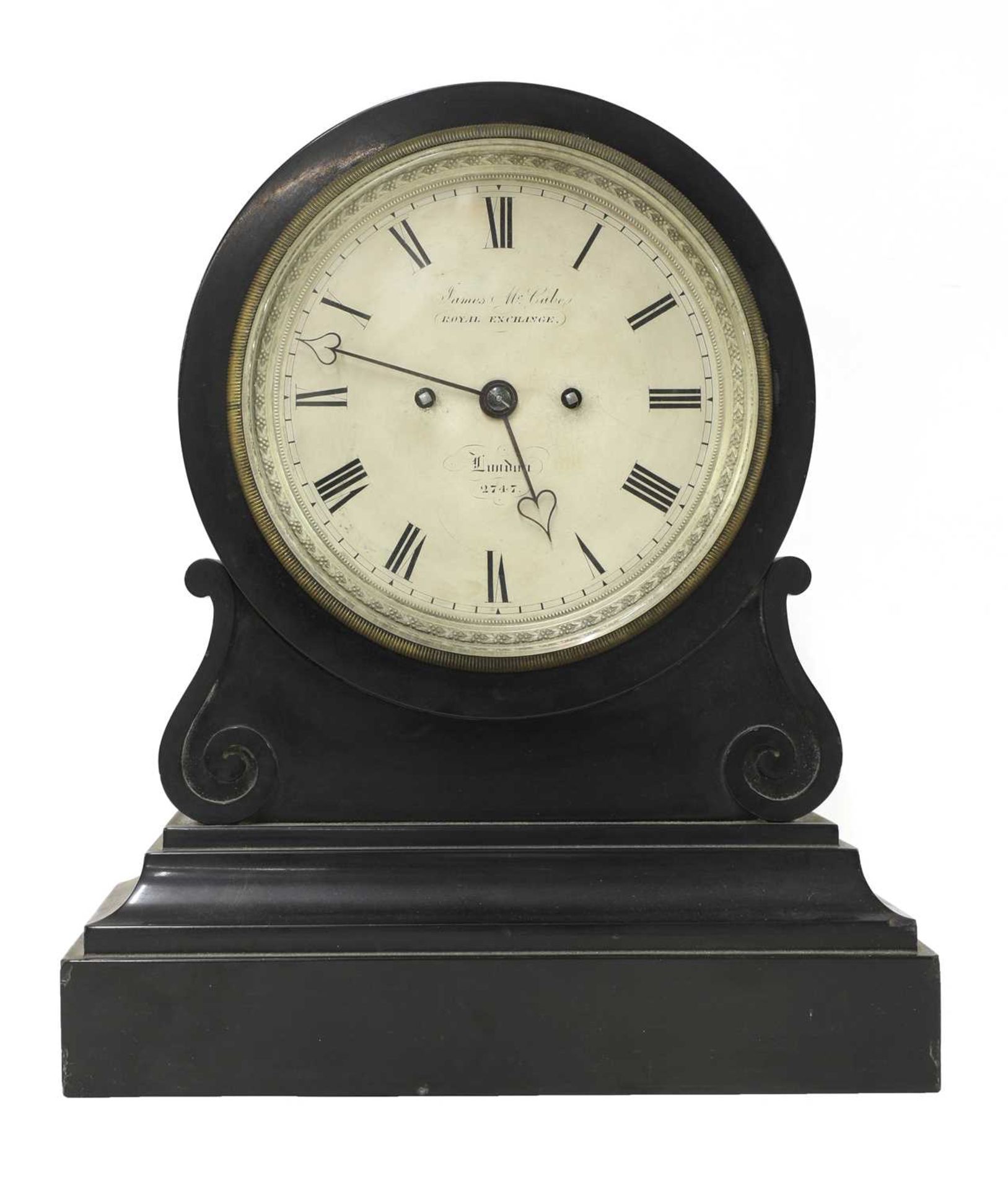 A black marble drumhead mantel clock, - Image 7 of 11