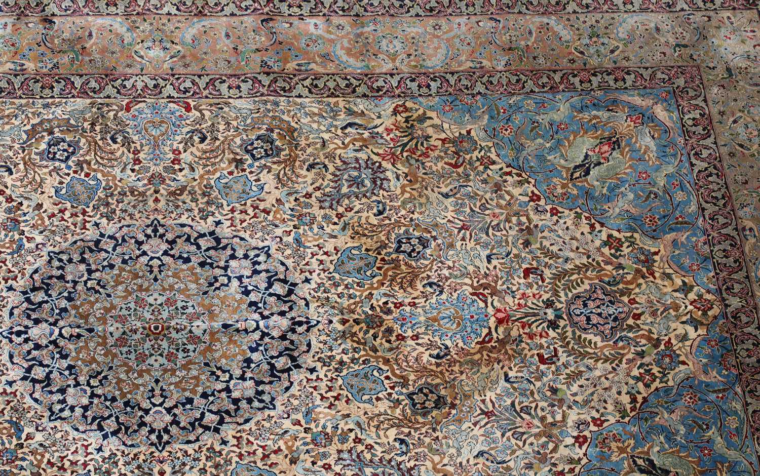A Persian silk carpet, - Image 3 of 23