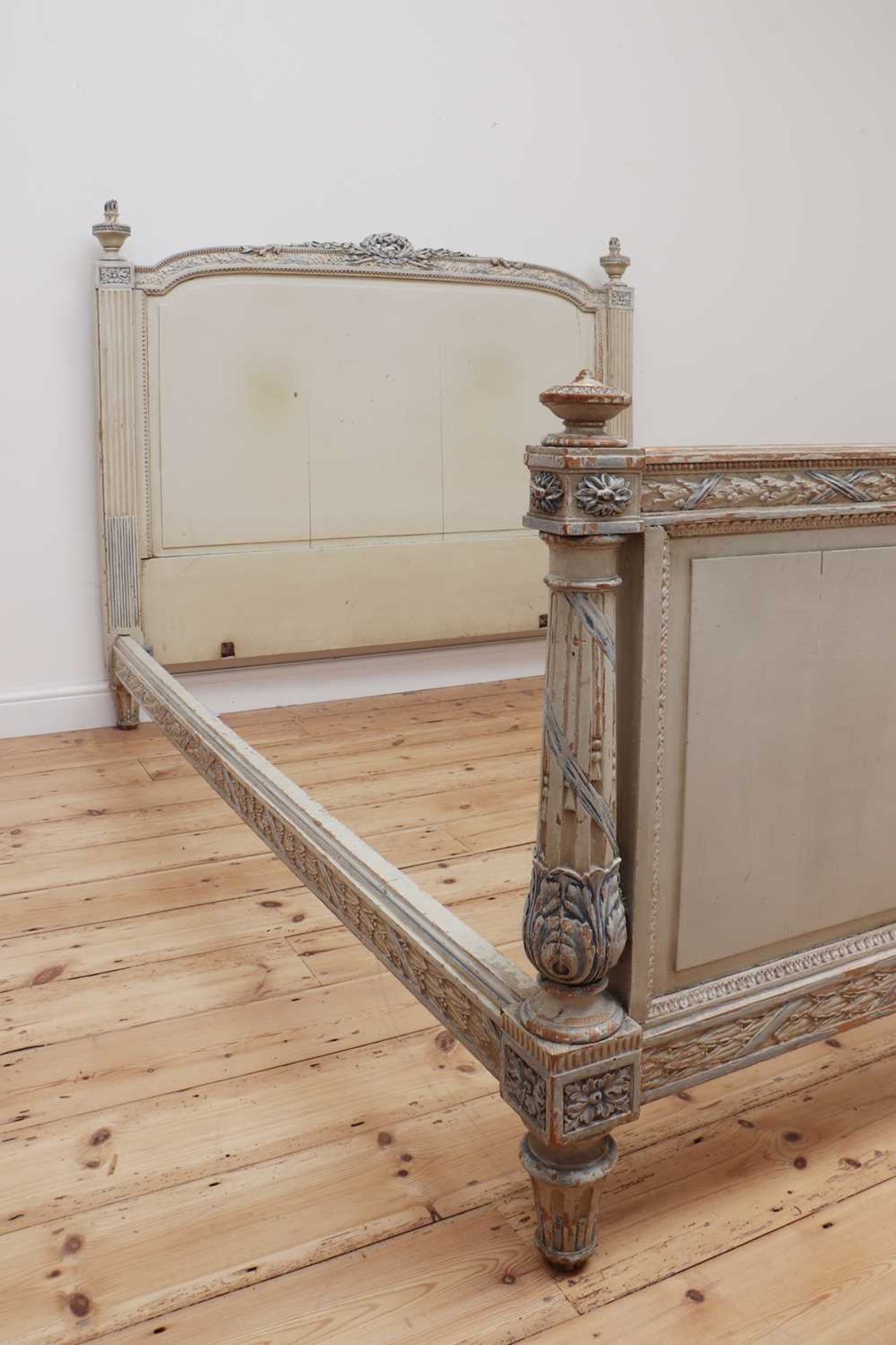 A French Louis XVI-style painted double bed, - Image 6 of 24