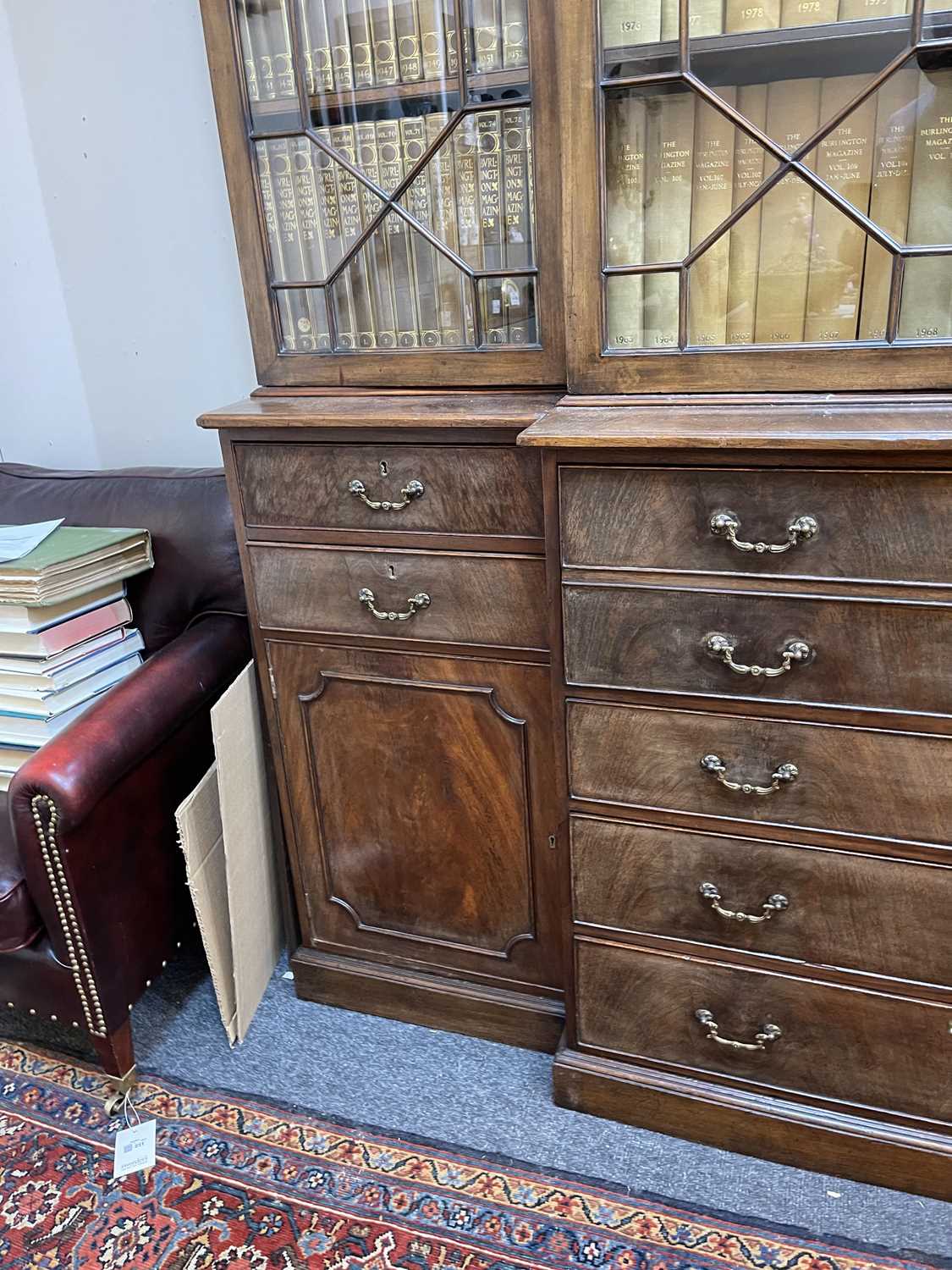 A George III mahogany secretaire breakfront bookcase, - Image 19 of 43