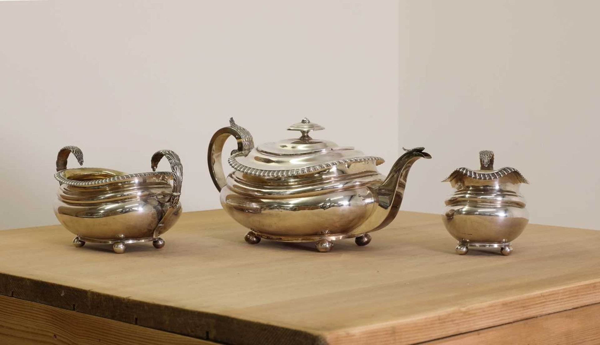 A Scottish George III silver three-piece tea set, - Image 2 of 7