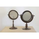 A fruitwood convex shaving mirror,