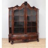 A walnut display cabinet,