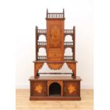 An Aesthetic Movement walnut and marquetry-inlaid cabinet,