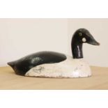 A painted pine decoy duck,