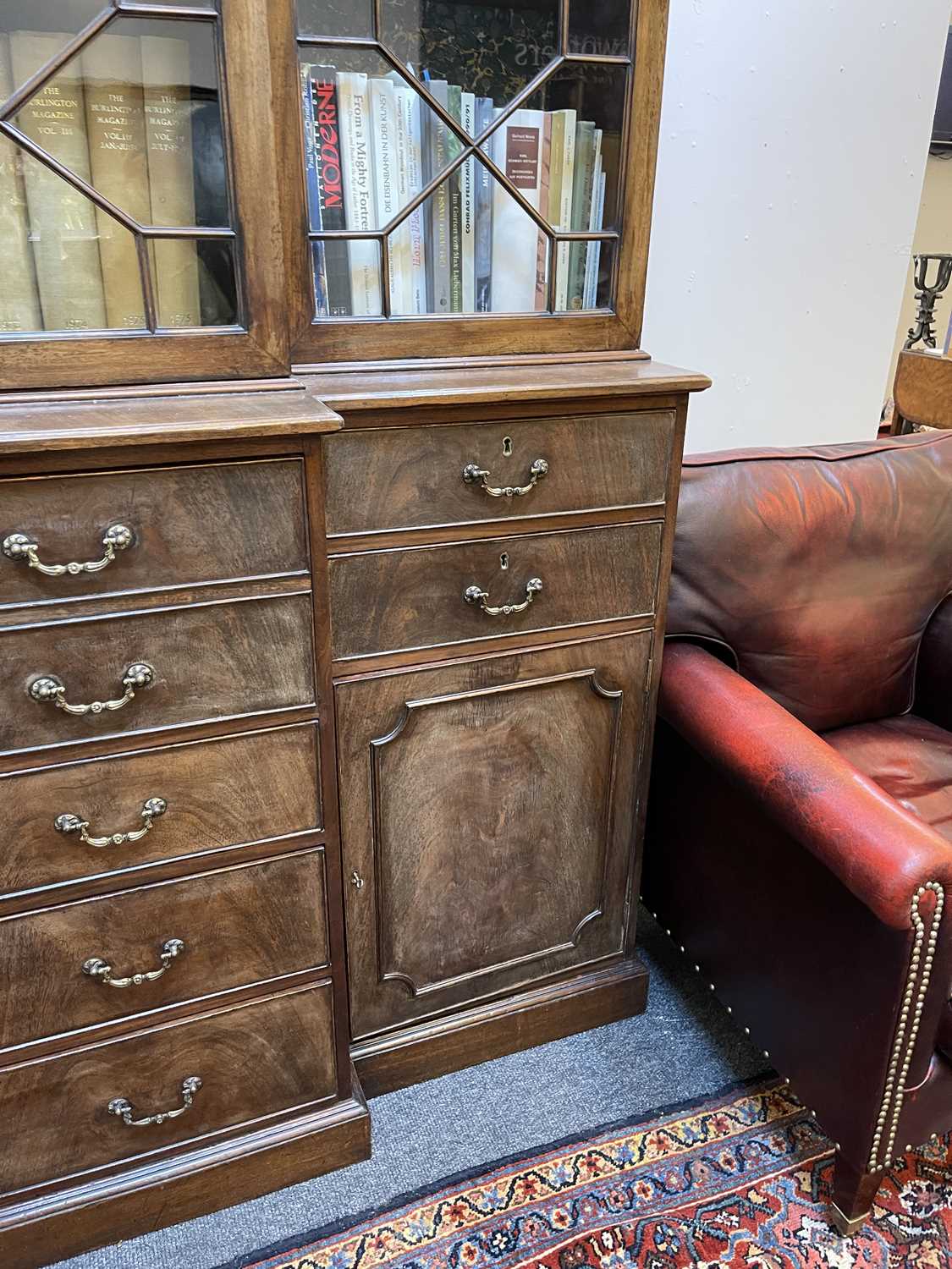 A George III mahogany secretaire breakfront bookcase, - Image 20 of 43