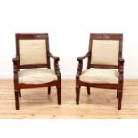 A pair of French Louis Philippe mahogany armchairs,