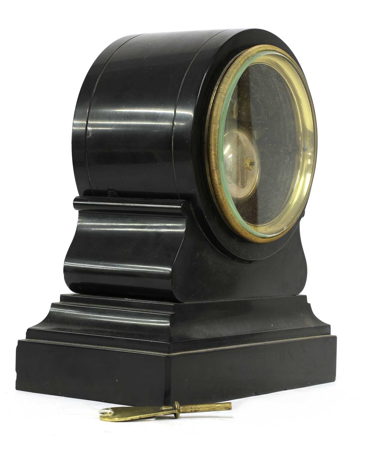 A black marble drumhead mantel clock, - Image 9 of 11