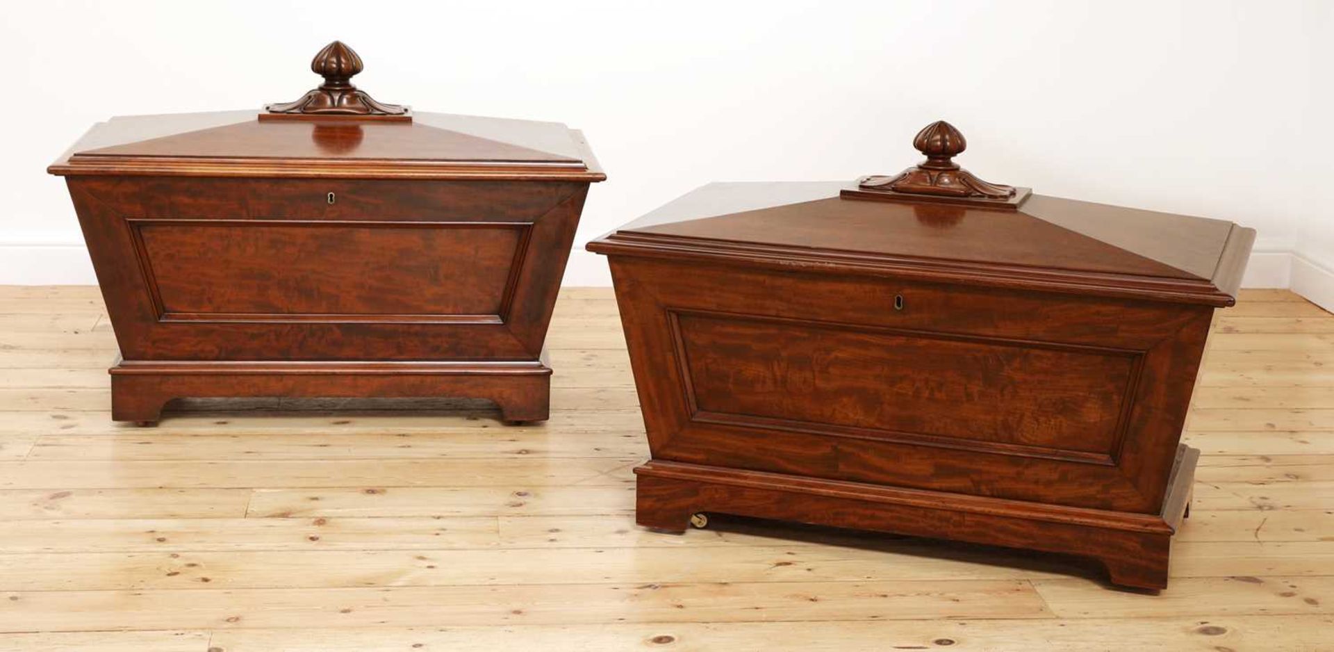 A near pair of mahogany wine coolers,