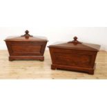 A near pair of mahogany wine coolers,