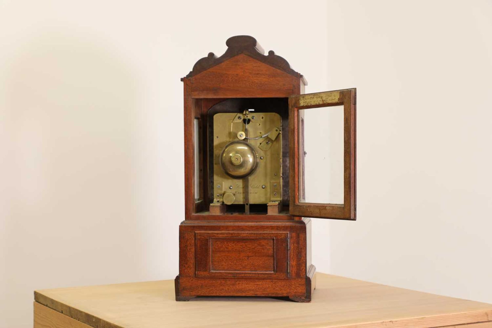 A walnut cased bracket clock, - Image 4 of 8