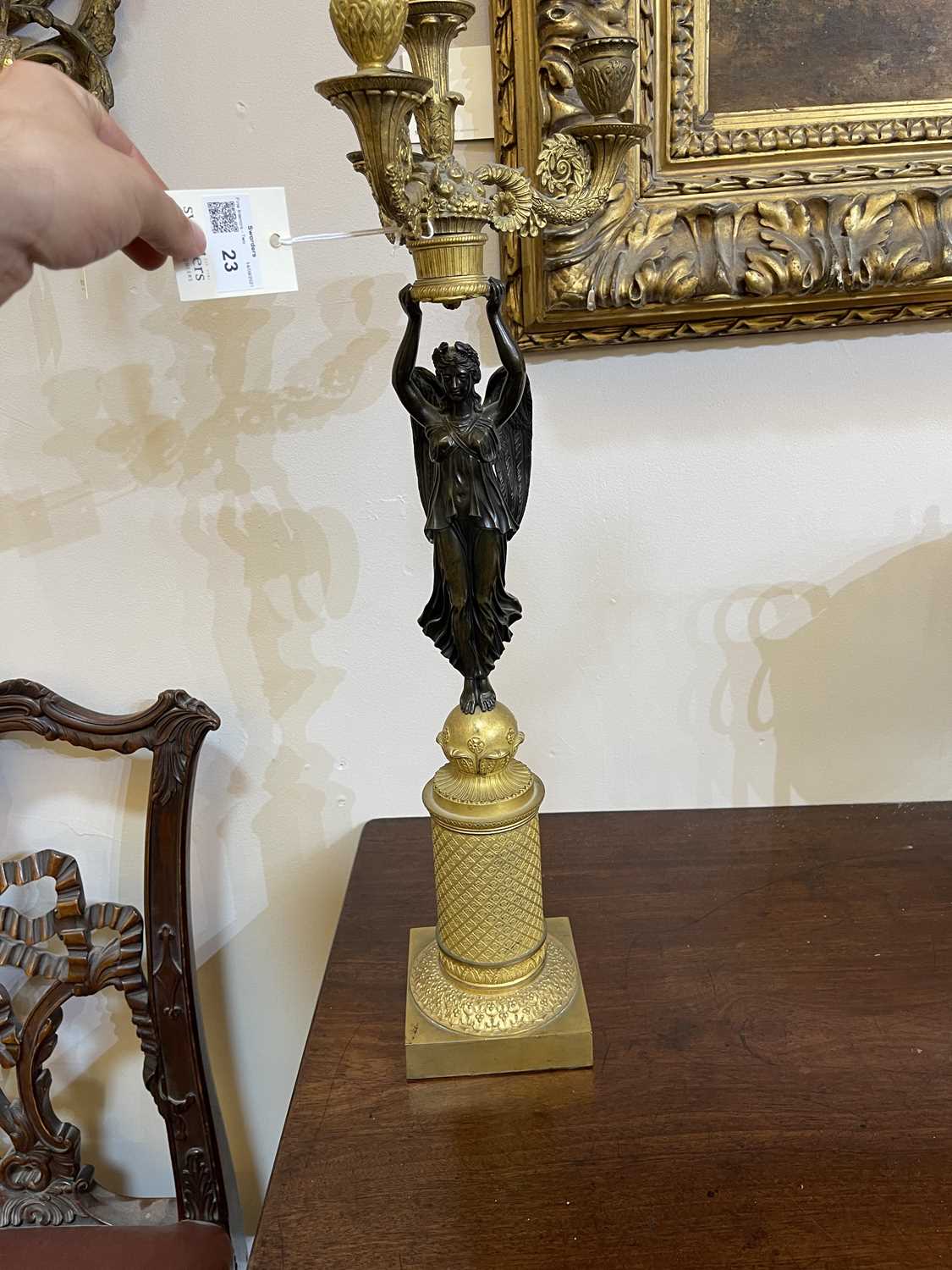 A pair of French Empire ormolu and bronze candelabra, - Image 7 of 30