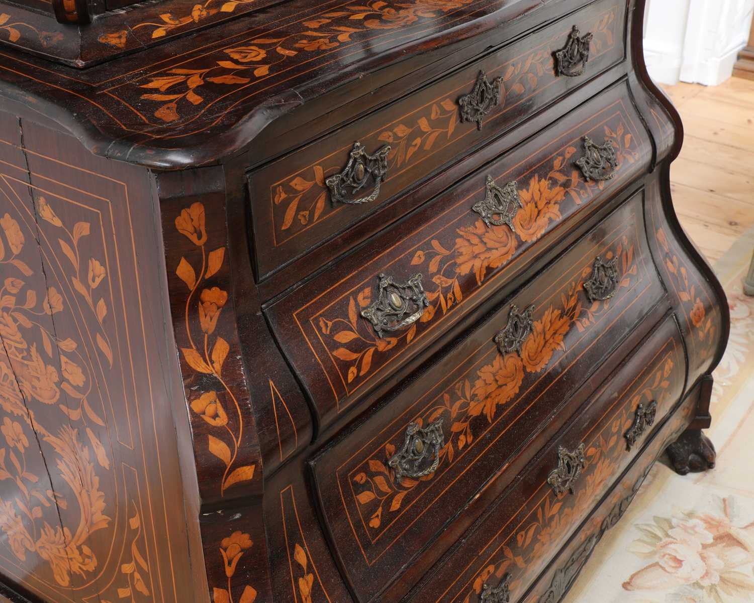 A Dutch marquetry cabinet on chest, - Image 6 of 10