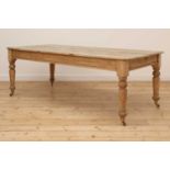 A Victorian pine country house kitchen table,