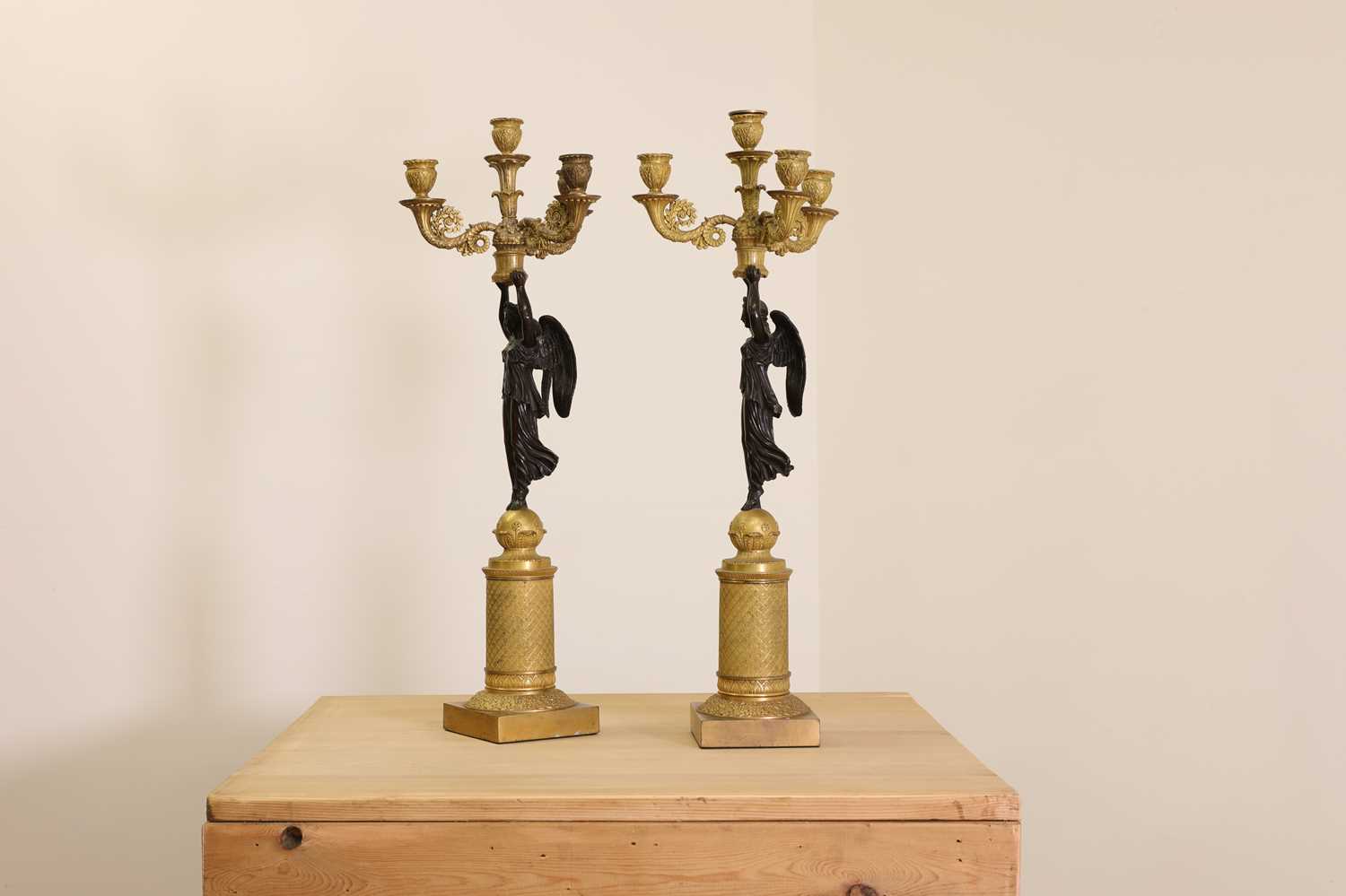 A pair of French Empire ormolu and bronze candelabra, - Image 2 of 30