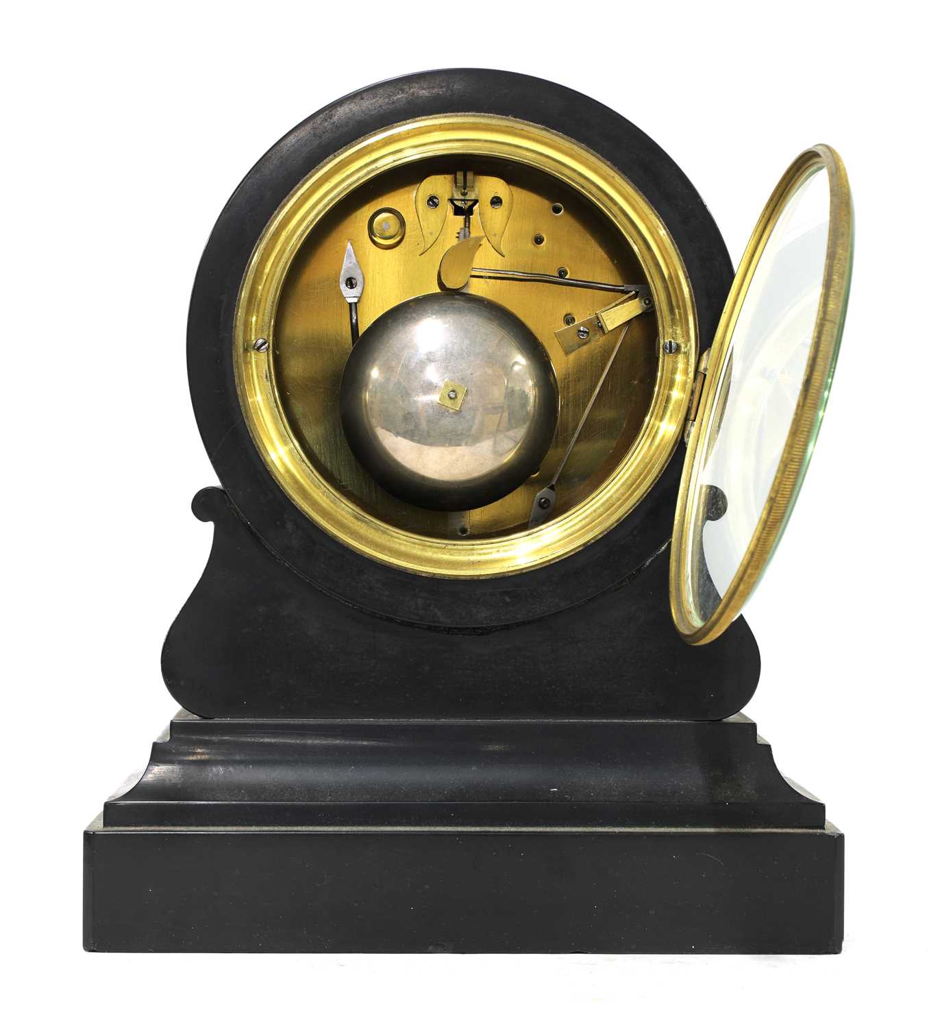 A black marble drumhead mantel clock, - Image 10 of 11