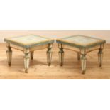 A pair of Continental painted wood low tables,