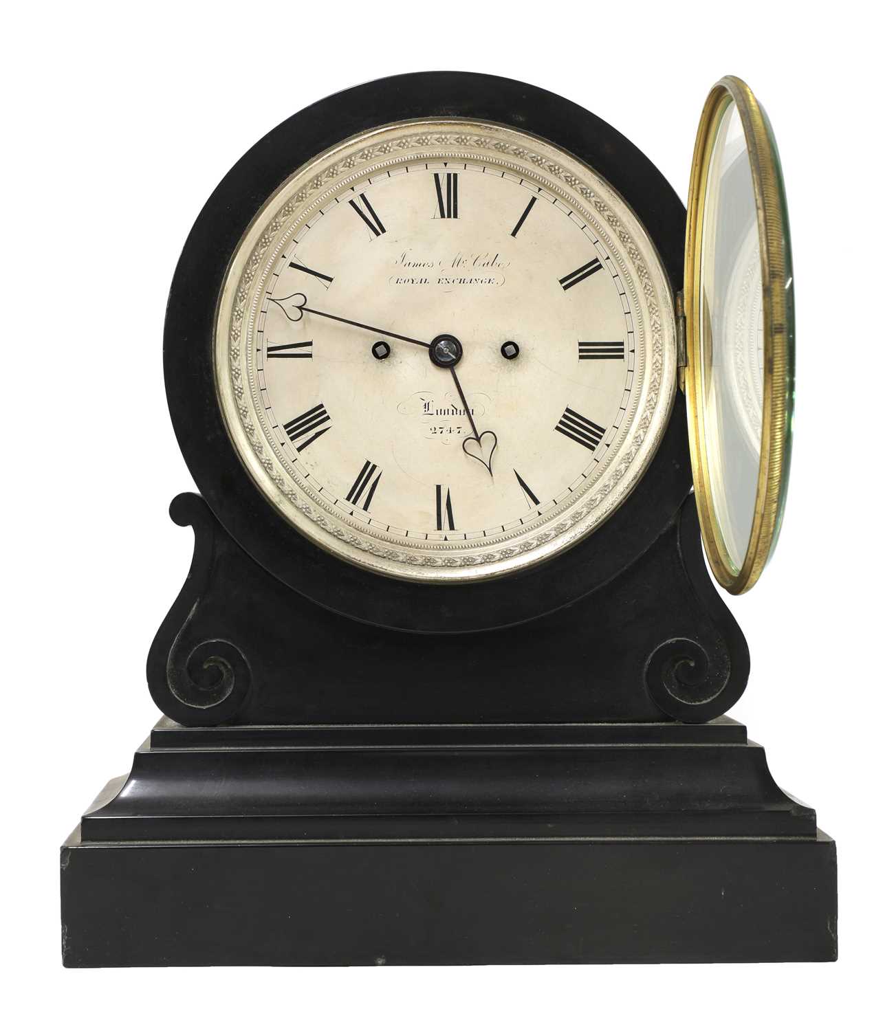 A black marble drumhead mantel clock, - Image 8 of 11