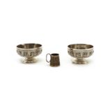 A pair of late 19th/early 20th century Indian silver finger bowls,