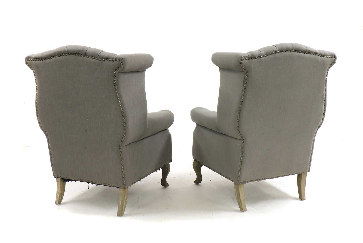 A pair of Queen Anne style wingback chairs, - Image 3 of 3