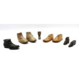 Various shoes including a pair of Victorian cream child's buttoned boots,