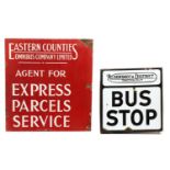 Two double sided enamel advertising signs