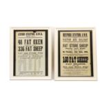 Two livestock auction posters for Paxton and Holiday,