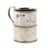 A silver Christening mug