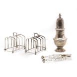 A pair of silver five-bar toast racks