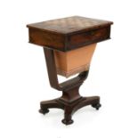 An early Victorian rosewood and maple work table,