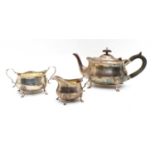 An Edwardian silver three-piece tea service,