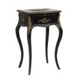 An ebonised boulle work side table,