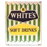 An enamel advertising sign, 'R White's soft drinks'