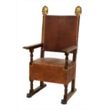 A large Spanish walnut throne chair,