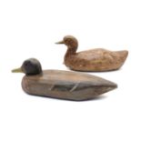 Two carved wood and painted duck decoys,