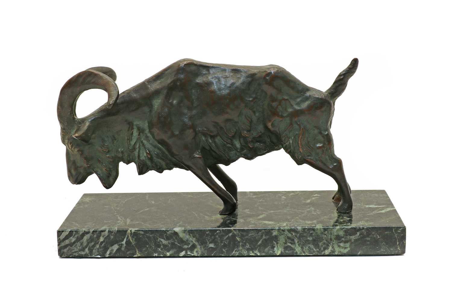 A spelter figure of a goat,