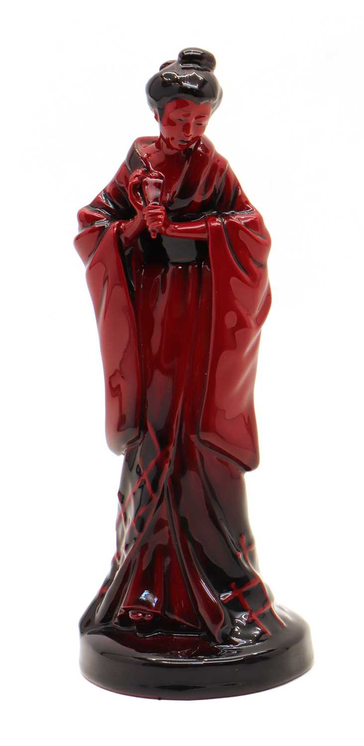 A Royal Doulton Flambe figure titled 'The Geisha'