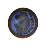 A Poole Aegean 'Blue Moon Owl' charger,