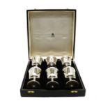 A set of six Mappin & Webb silver wine goblets,