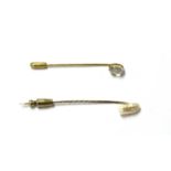 Two gold stick pins,