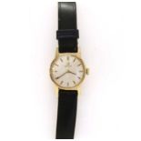 A ladies' gold Omega mechanical strap watch,