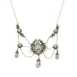 An early 20th century silver paste and marcasite set swag necklace,