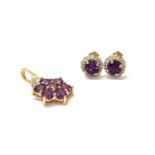 A 9ct gold amethyst and zircon pendant,