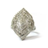 A 9ct white gold diamond cluster ring,