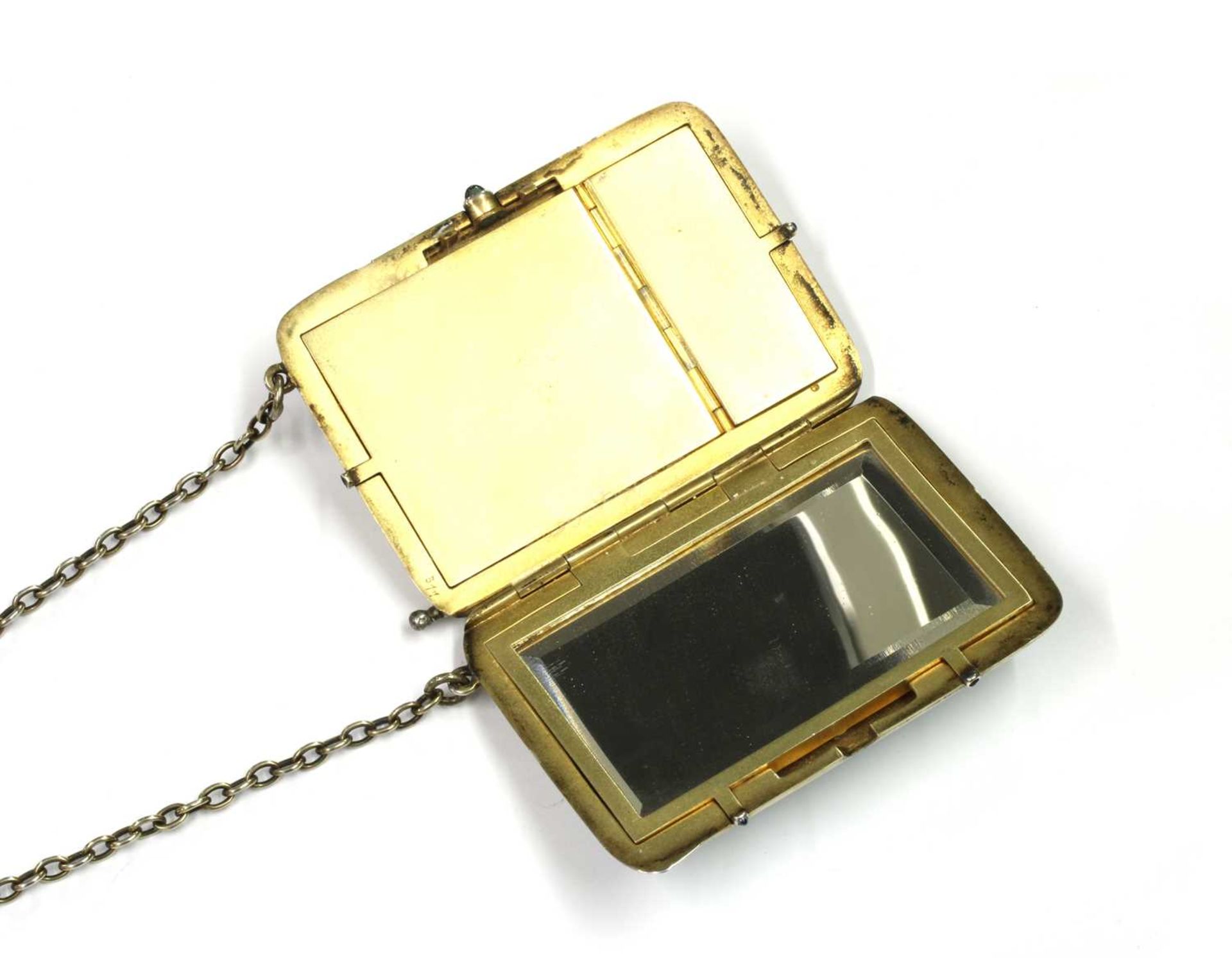 A silver gilt and enamel, sapphire set evening purse, - Bild 3 aus 7
