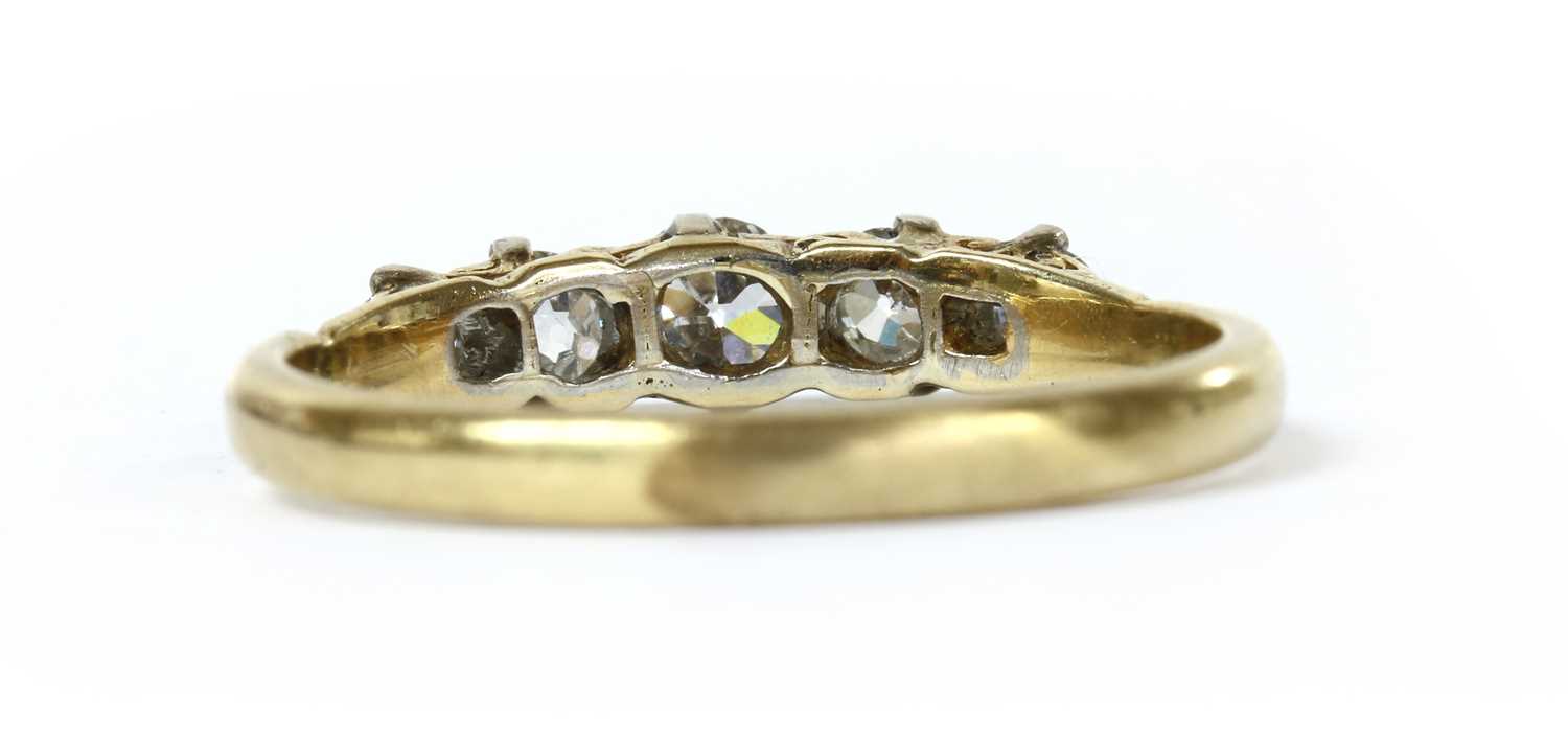 A gold five stone diamond ring, - Image 3 of 3